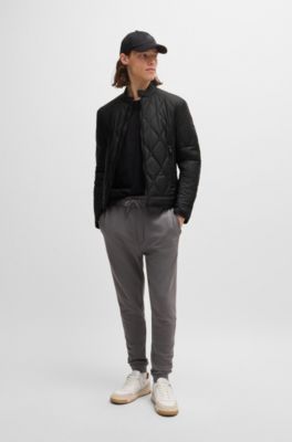 Water-repellent biker jacket with quilted pattern, Black