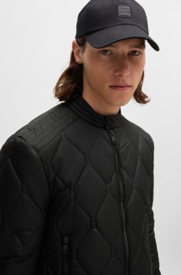 Water-repellent biker jacket with quilted pattern, Black