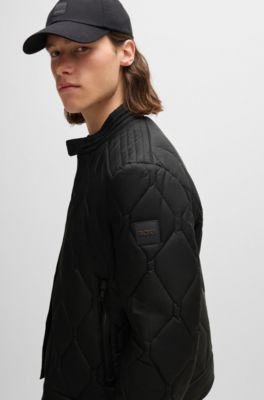 Water-repellent biker jacket with quilted pattern, Black
