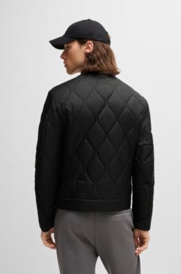 Water-repellent biker jacket with quilted pattern, Black