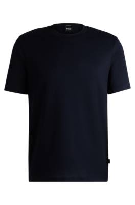 Hugo Boss Regular-fit T-shirt In Structured Mercerised Cotton In Blue