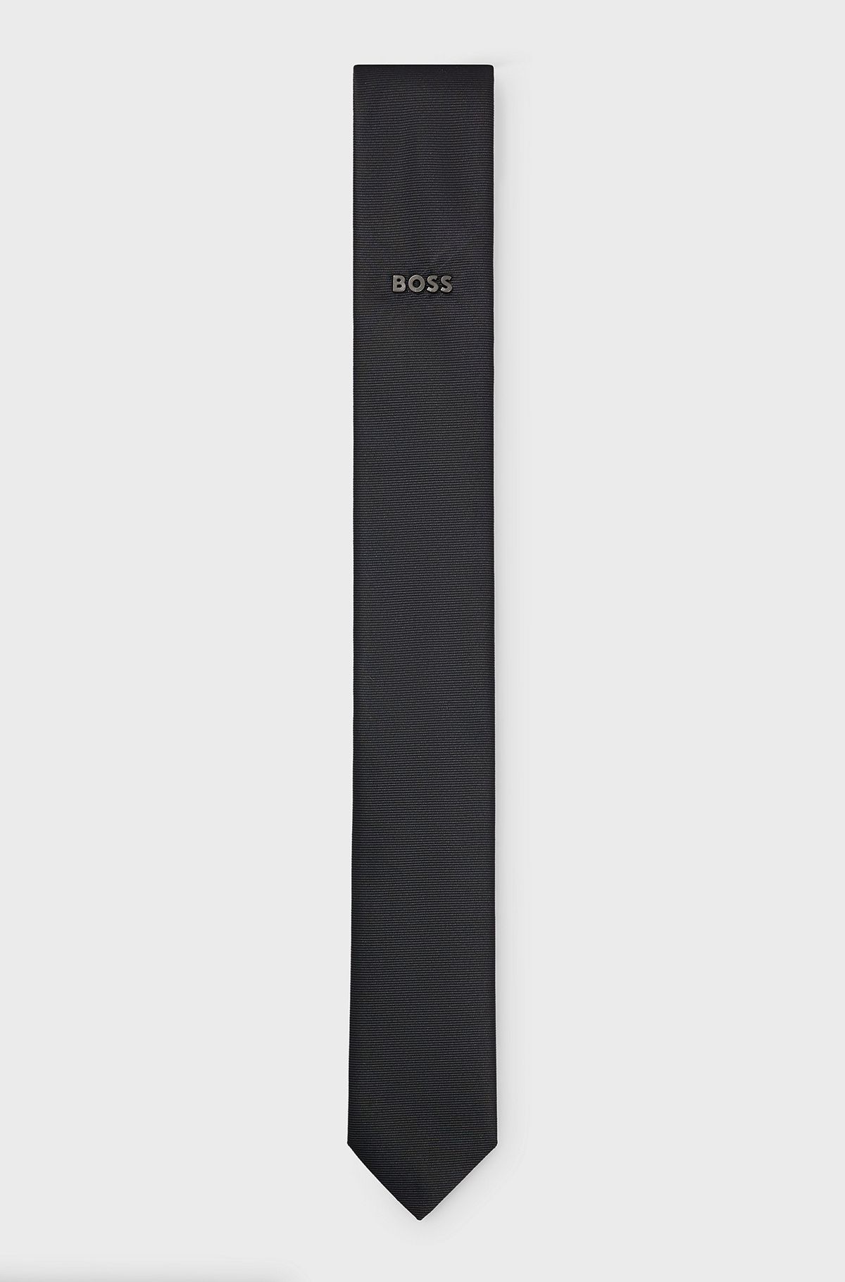 Jacquard tie with logo detail, Black