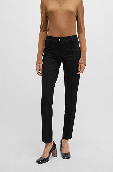 Slim-fit trousers in power-stretch jersey, Black