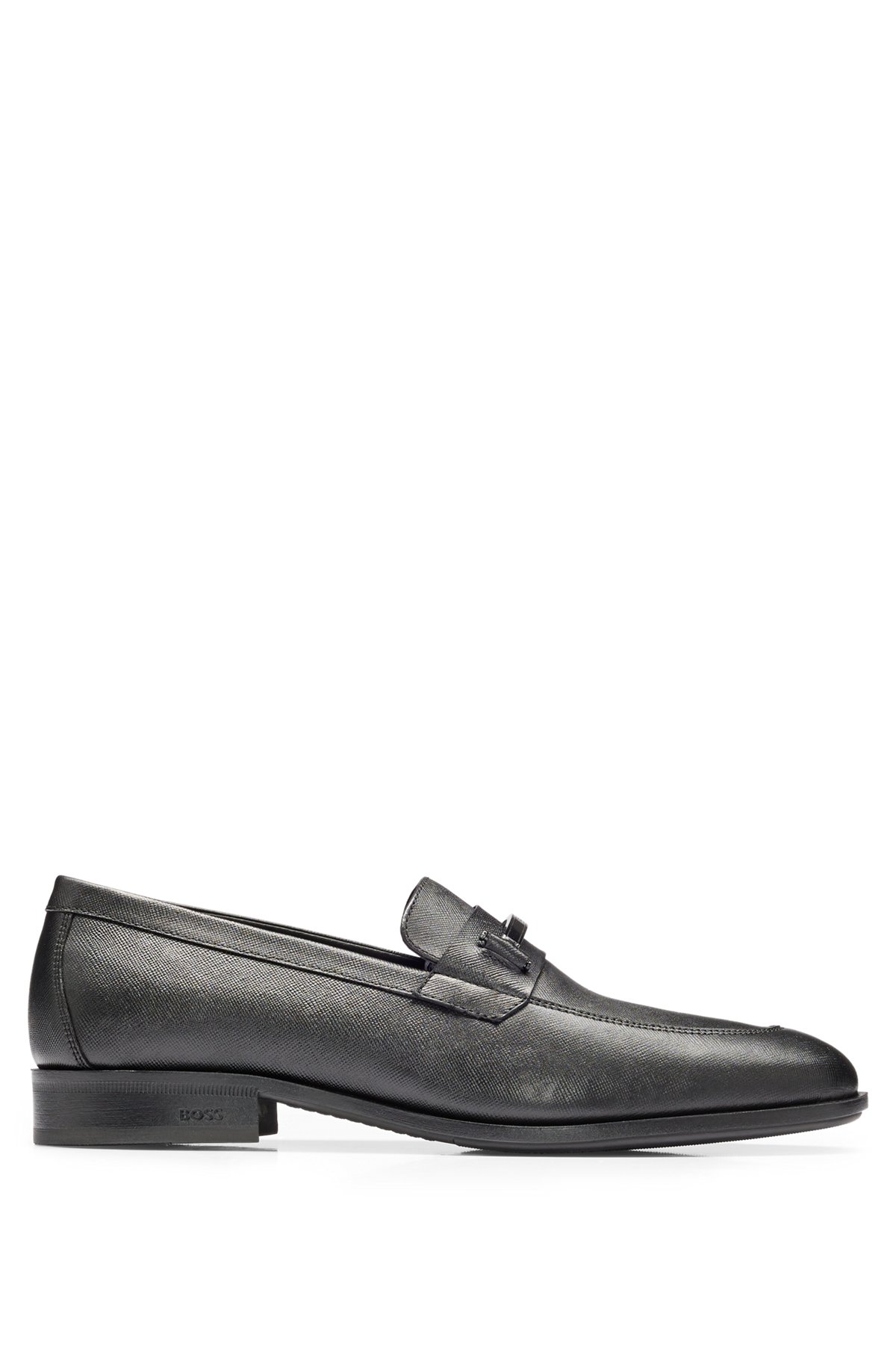 Penny loafers in Saffiano-print leather with padded innersole, Black