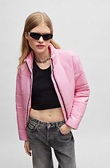 Relaxed-fit water-repellent jacket with logo badge, light pink