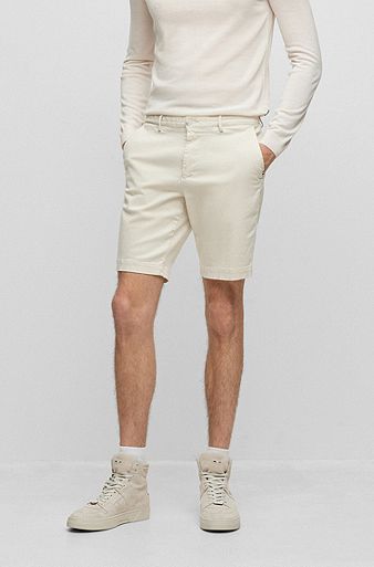 Slim-fit shorts in stretch cotton, Beige