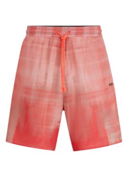 BOSS - Printed-mesh shorts with logo detail