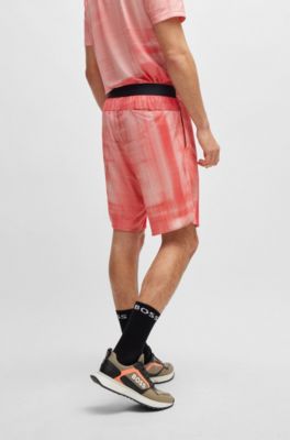 BOSS - Printed-mesh shorts with logo detail