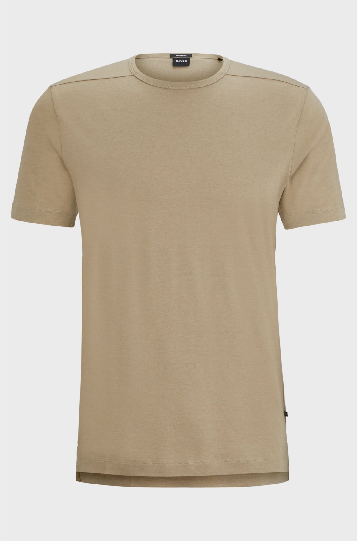 Cotton-blend regular-fit T-shirt with ergonomic seams, Khaki