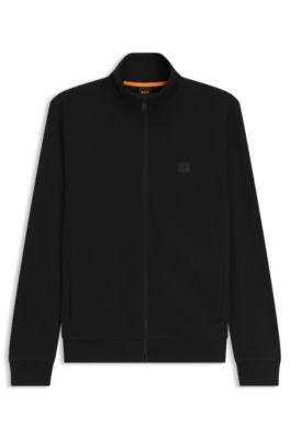 “HUGO BOSS” シグネチャーロゴ スウェットフーディー Black BOSS - Logo-embroidered hooded loungewear jacket in stretch