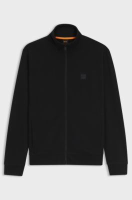 Chaqueta de punto de algod&oacute;n con insignia de logo, Negro