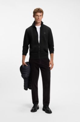 Veste en molleton de coton avec patch logo, Noir