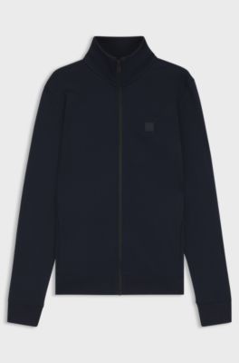 ジップアップジャケット コットンテリー ロゴパッチ, ダークブルー