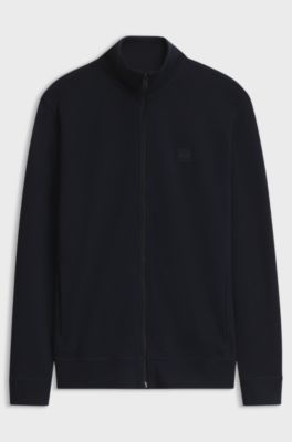 Cotton-jersey jacket with logo badge, Dark Blue