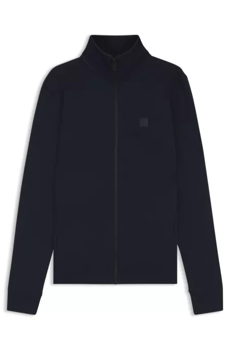 Cotton-jersey jacket with logo badge