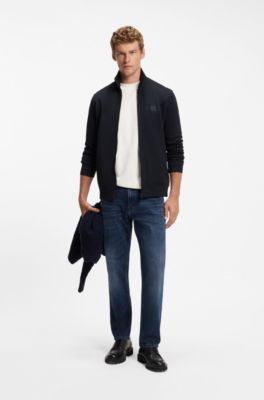 Cotton-jersey jacket with logo badge, Dark Blue