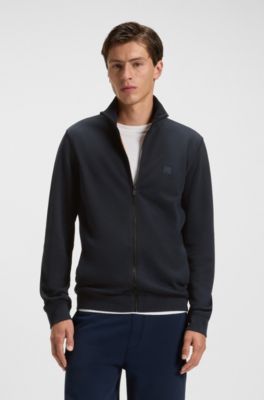 Cotton-jersey jacket with logo badge, Dark Blue