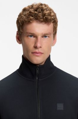 Cotton-jersey jacket with logo badge, Dark Blue