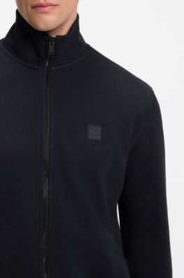 Cotton-jersey jacket with logo badge, Dark Blue
