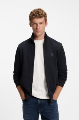 Cotton-jersey jacket with logo badge, Dark Blue