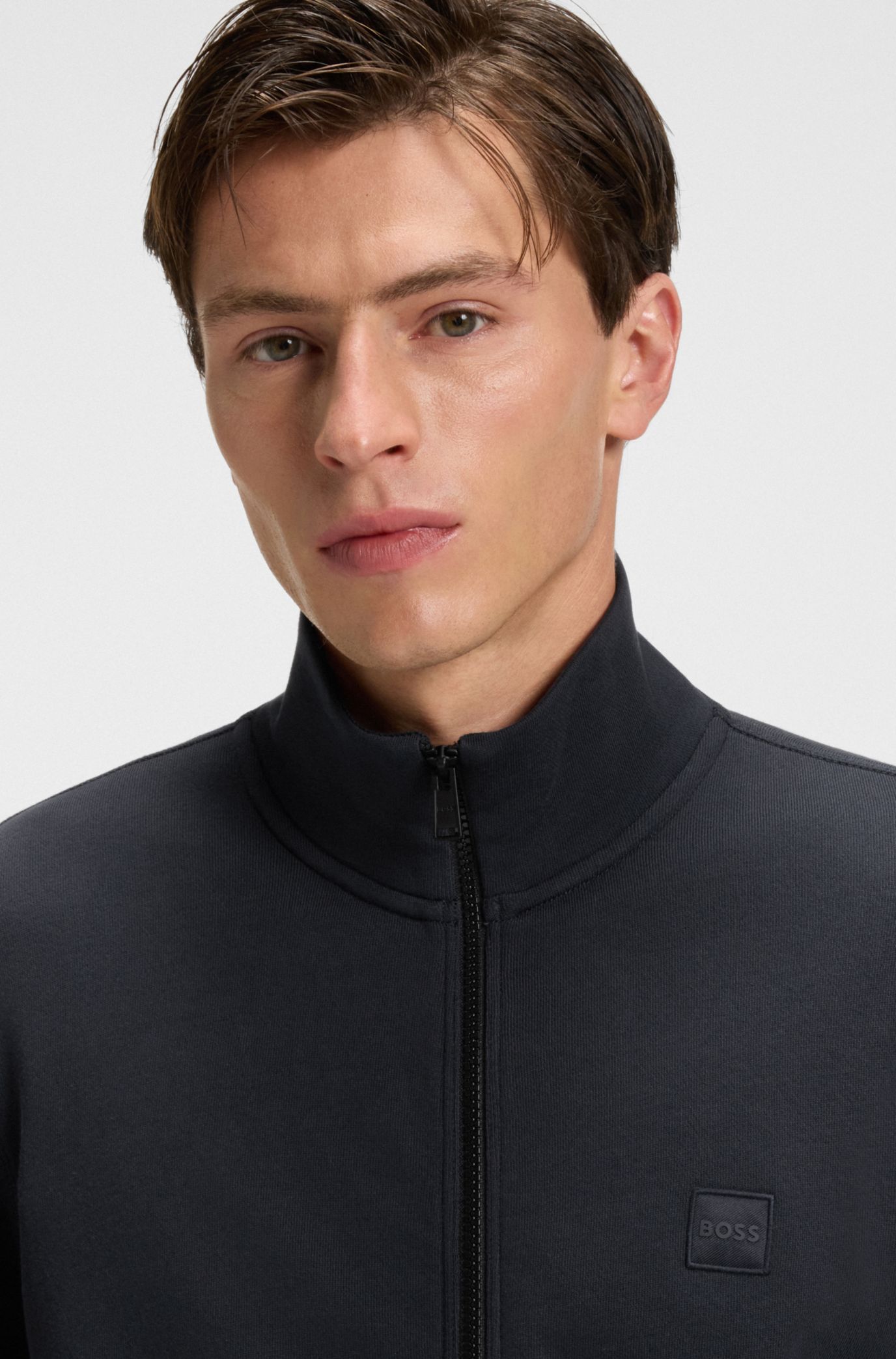 HUGO BOSS ダークブルー スウェット ジップブルゾン ジャケット HUGO BOSS ダークブルー スウェット ジップブルゾン ジャケッ