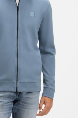 Cotton-jersey jacket with logo badge, Blue