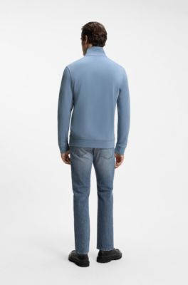 Cotton-jersey jacket with logo badge, Blue