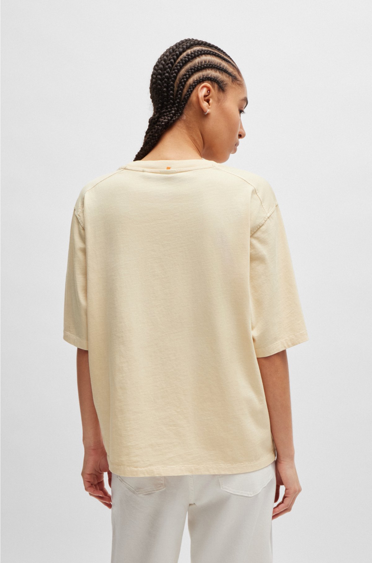 Cotton T-shirt with embroidered logo, Light Beige