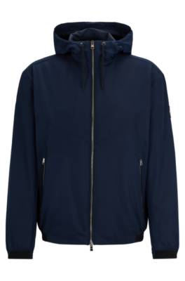 Hugo Boss Water-repellent Hooded Jacket In A Regular Fit In Blue