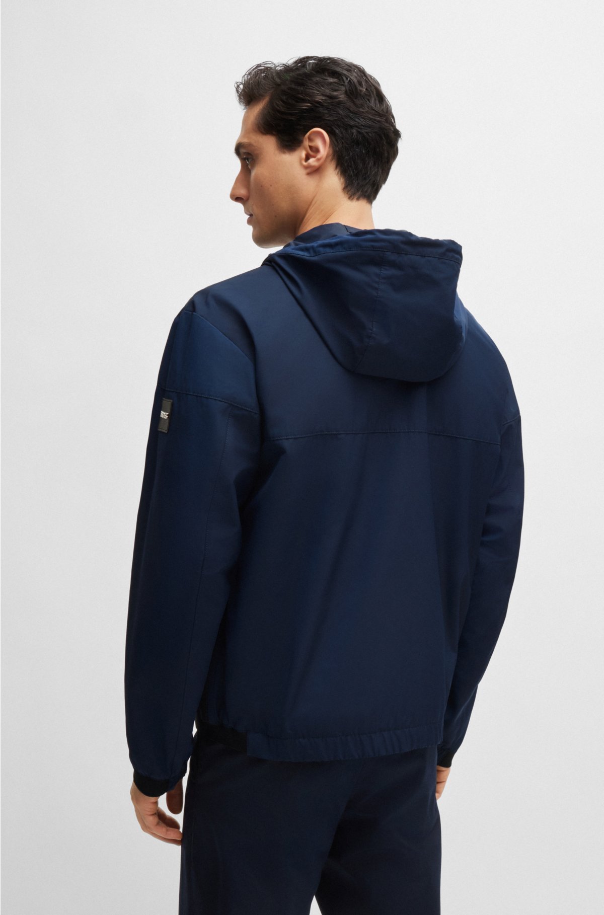 Water-repellent hooded jacket in a regular fit, Dark Blue