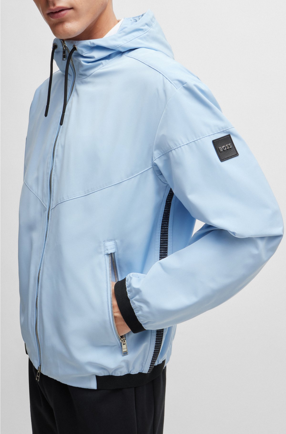 Water-repellent hooded jacket in a regular fit, Light Blue