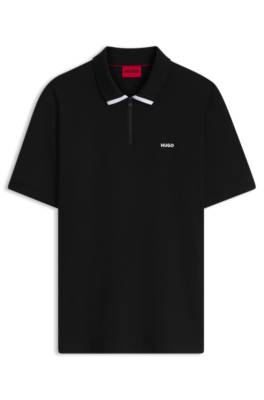 Hugo Cotton piqué polo shirt with zip neckline pikéer herr – bild 4