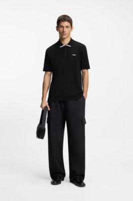 Hugo Cotton piqué polo shirt with zip neckline pikéer herr – bild 2