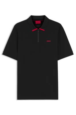 Hugo Cotton piqué polo shirt with zip neckline pikéer herr – bild 4