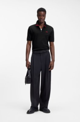 Hugo Cotton piqué polo shirt with zip neckline pikéer herr – bild 2
