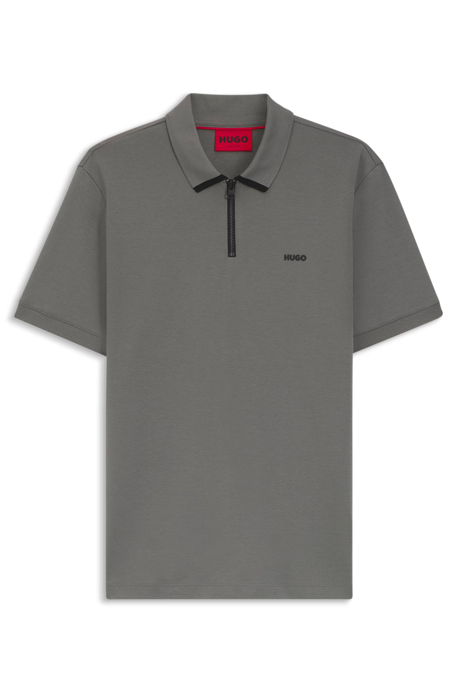 Hugo Cotton piqué polo shirt with zip neckline pikéer herr – bild 4
