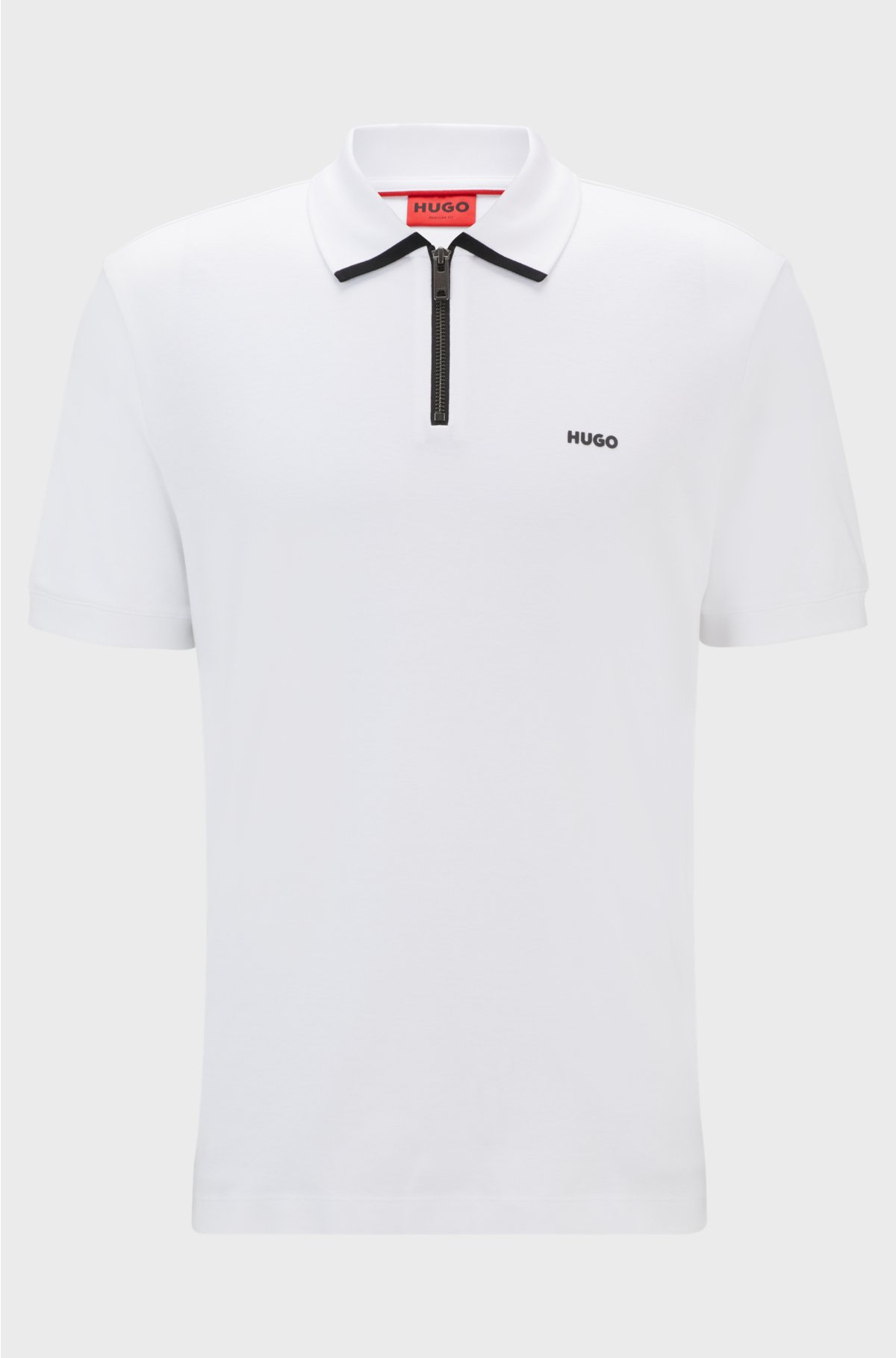 Cotton-piqué polo shirt with contrast logo, White