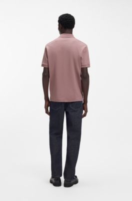 Cotton-piqu&eacute; polo shirt with contrast logo, Light Red