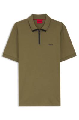 Hugo Cotton piqué polo shirt with zip neckline pikéer herr – bild 4