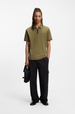 Hugo Cotton piqué polo shirt with zip neckline pikéer herr – bild 2