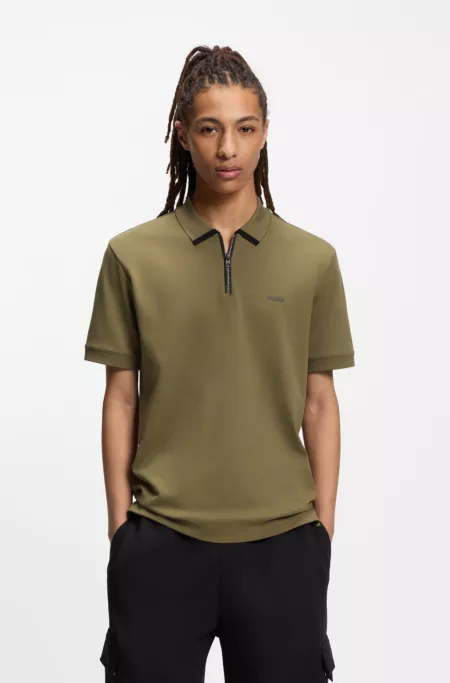 Cotton-piqué polo shirt with contrast logo