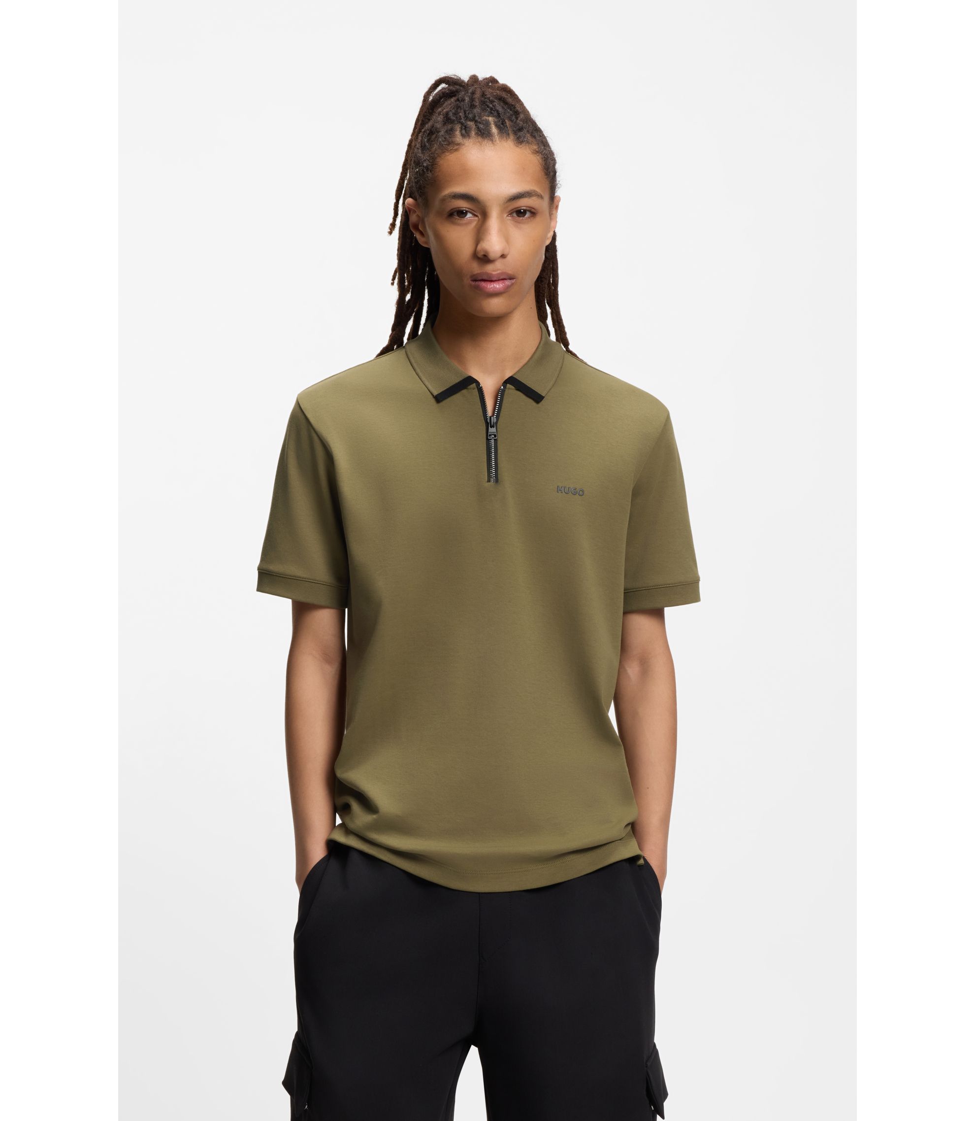 Poloshirt aus Baumwoll-Piqué mit Kontrast-Logo