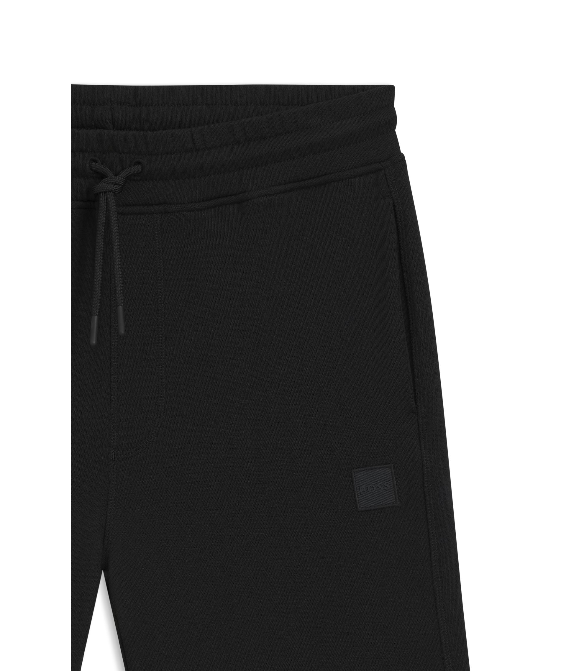 BOSS - Cotton-terry shorts with logo patch - Black
