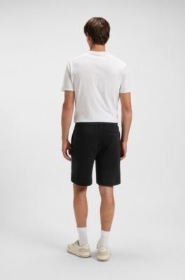 Cotton-terry shorts with logo patch, Black