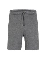 Cotton-terry regular-fit shorts with logo badge, Grey