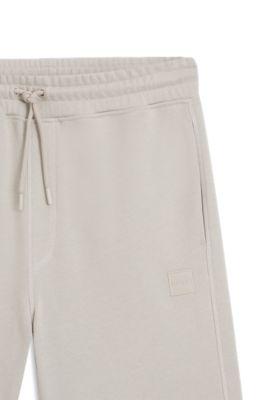 Cotton-terry shorts with logo patch, Light Beige