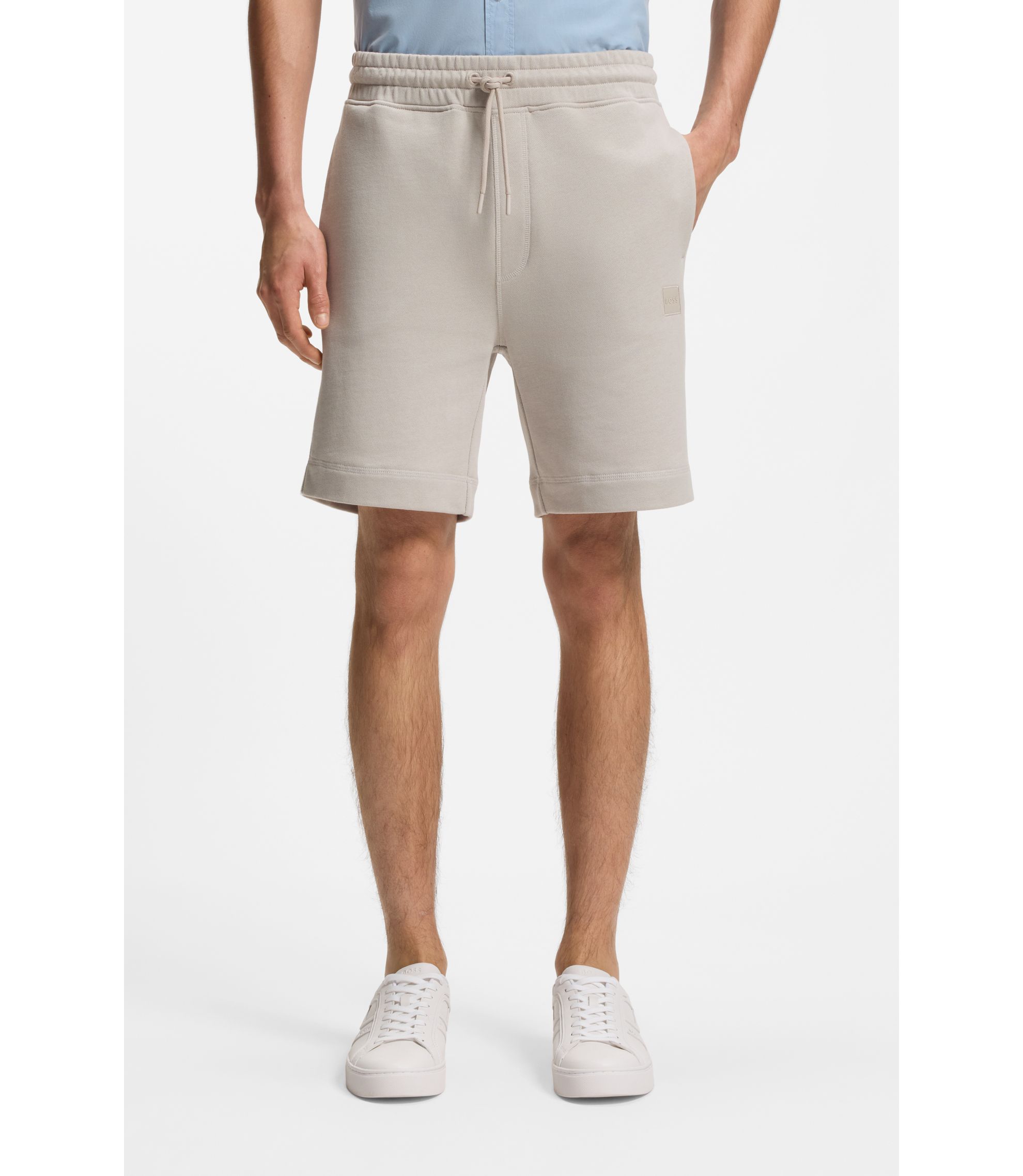Shorts aus Baumwoll-Terry mit Logo-Patch