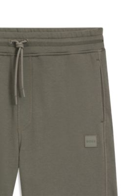 Cotton-terry shorts with logo patch, Grey