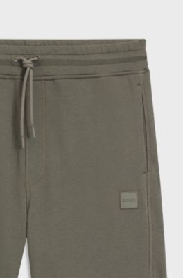 Cotton-terry shorts with logo patch, Grey