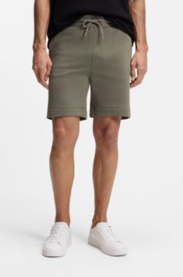 Cotton-terry shorts with logo patch, Grey